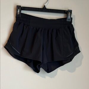 Lululemon Athletica Black Athletic Shorts with Scalloped Hem